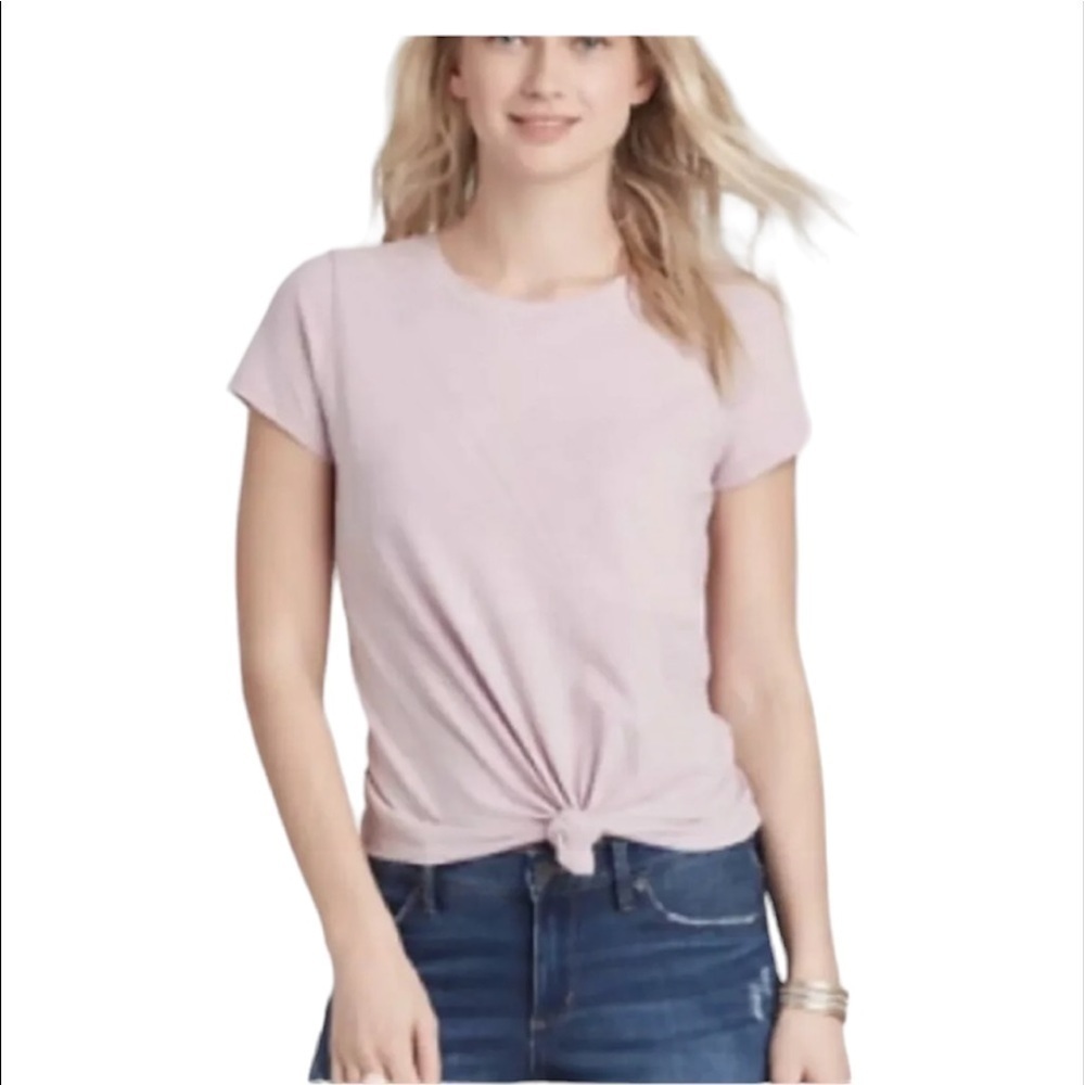 Universal Thread Tie Hem Shirt Sleeve Cotton T Shirt Light Purple Size Small